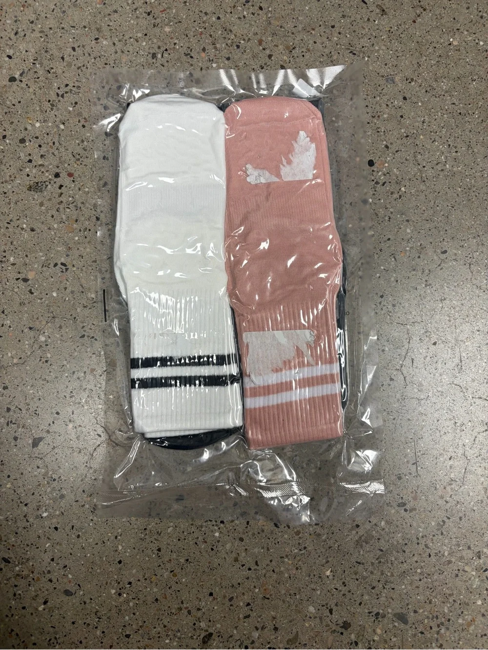 4 Pack Men's Crew Socks in White, Pink, black, and grey